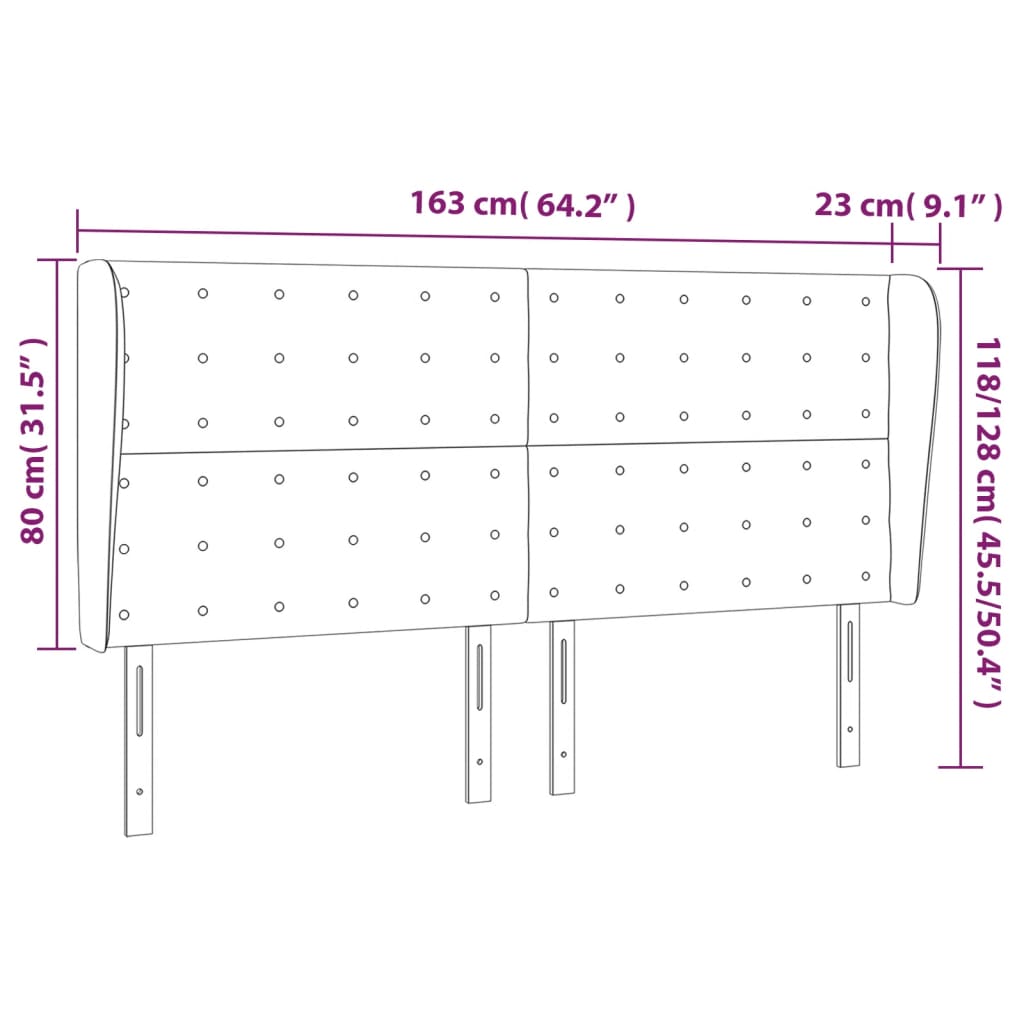 Hoofdbord met randen 163x23x118/128 cm fluweel roze is nu te koop bij PeponiXL, paradijselijk wonen!