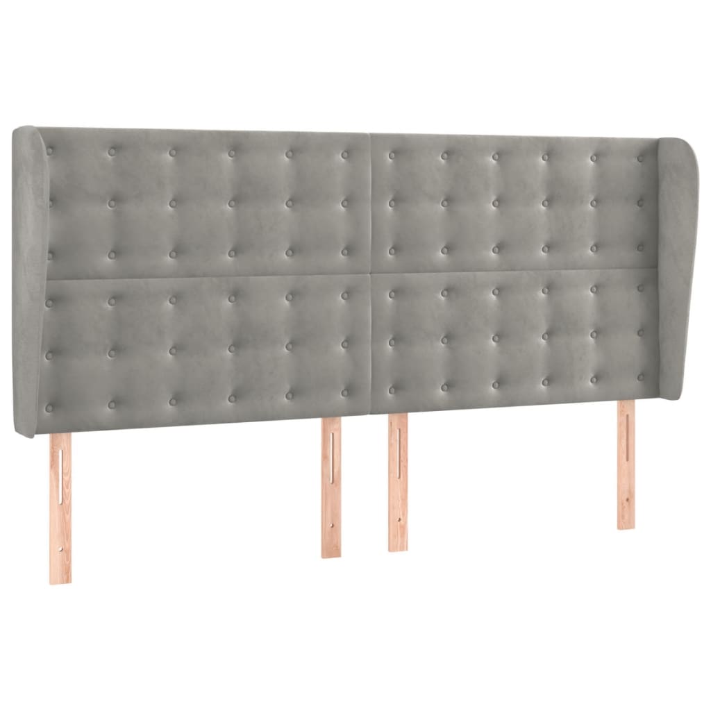 Hoofdbord met randen 183x23x118/128 cm fluweel lichtgrijs is nu te koop bij PeponiXL, paradijselijk wonen!