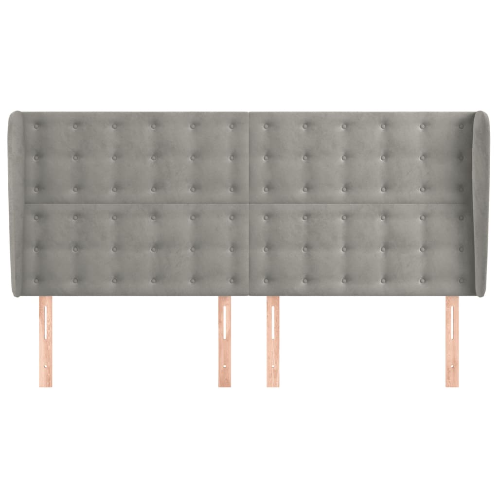 Hoofdbord met randen 183x23x118/128 cm fluweel lichtgrijs is nu te koop bij PeponiXL, paradijselijk wonen!