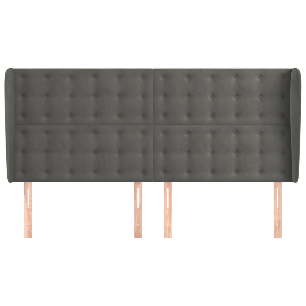 Hoofdbord met randen 183x23x118/128 cm fluweel donkergrijs is nu te koop bij PeponiXL, paradijselijk wonen!