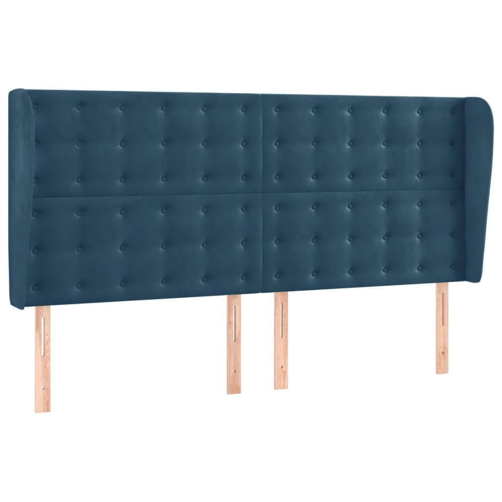 Hoofdbord met randen 183x23x118/128 cm fluweel donkerblauw is nu te koop bij PeponiXL, paradijselijk wonen!