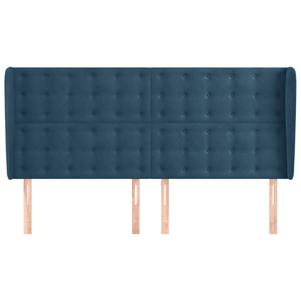 Hoofdbord met randen 183x23x118/128 cm fluweel donkerblauw is nu te koop bij PeponiXL, paradijselijk wonen!