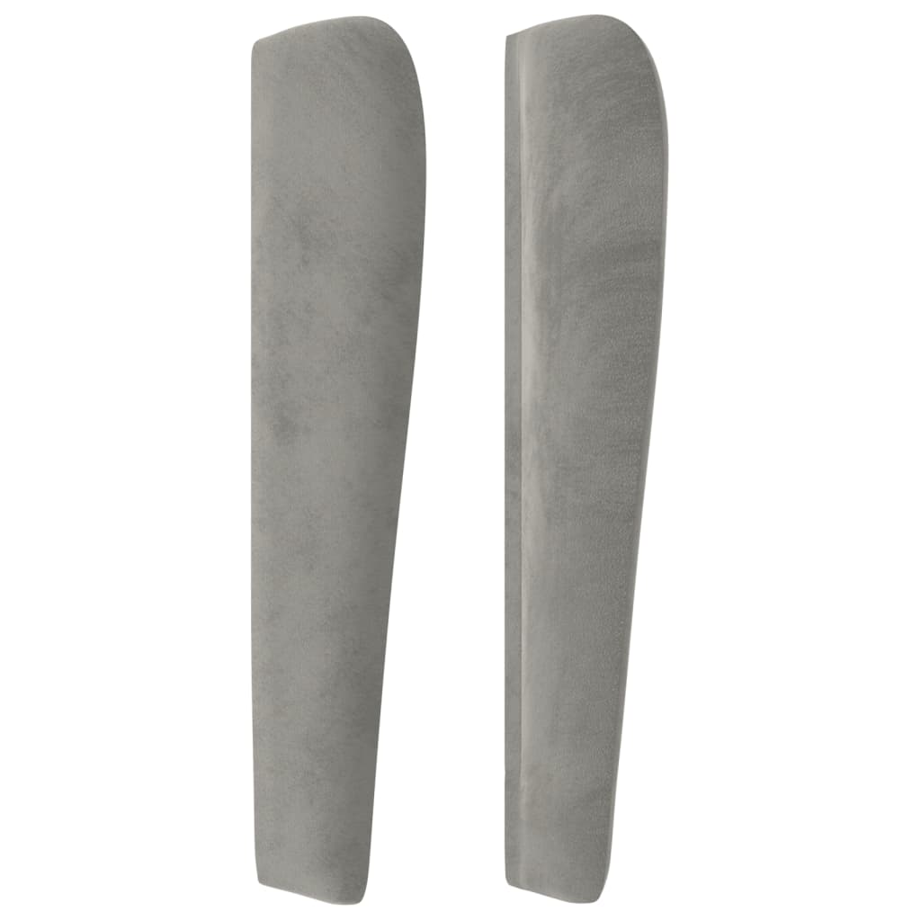 Hoofdbord met randen 203x23x118/128 cm fluweel lichtgrijs is nu te koop bij PeponiXL, paradijselijk wonen!