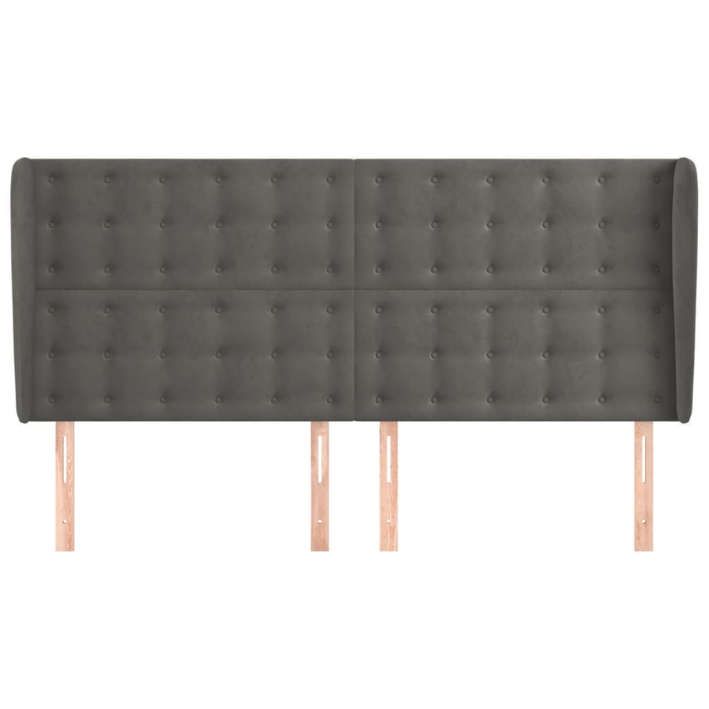 Hoofdbord met randen 203x23x118/128 cm fluweel donkergrijs is nu te koop bij PeponiXL, paradijselijk wonen!