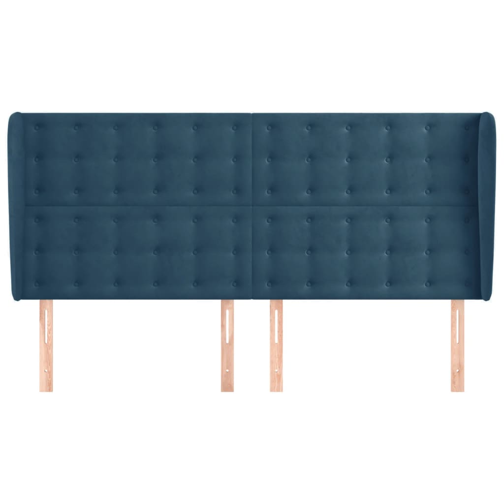 Hoofdbord met randen 203x23x118/128 cm fluweel donkerblauw is nu te koop bij PeponiXL, paradijselijk wonen!