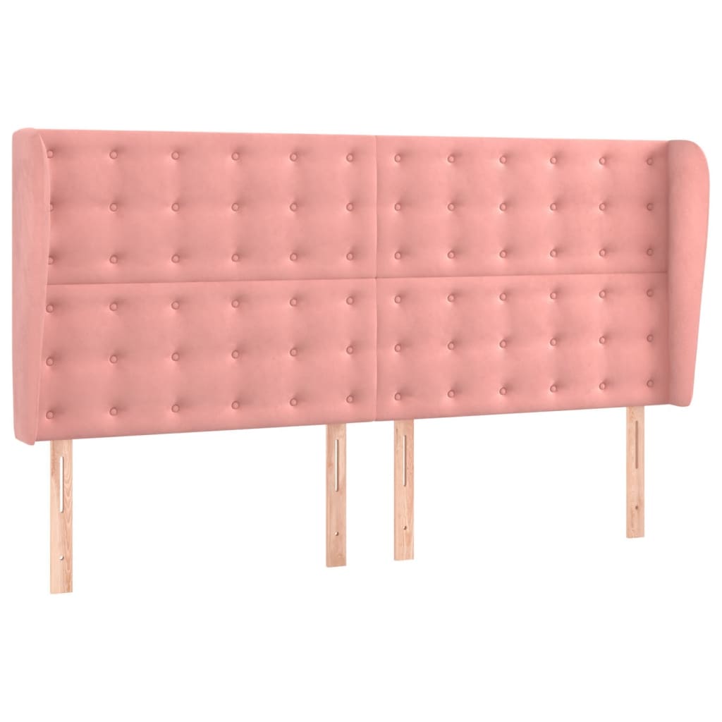 Hoofdbord met randen 203x23x118/128 cm fluweel roze is nu te koop bij PeponiXL, paradijselijk wonen!