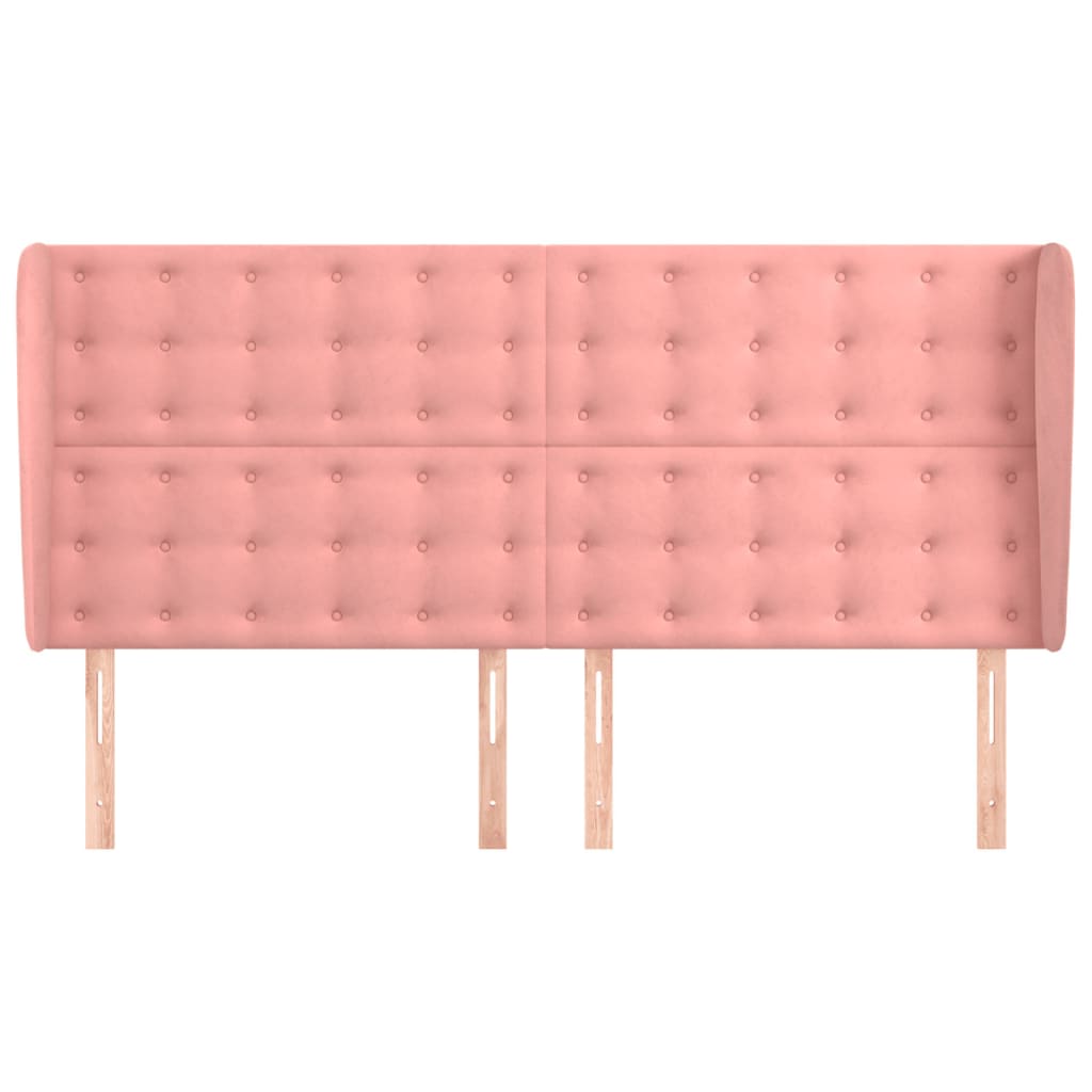 Hoofdbord met randen 203x23x118/128 cm fluweel roze is nu te koop bij PeponiXL, paradijselijk wonen!