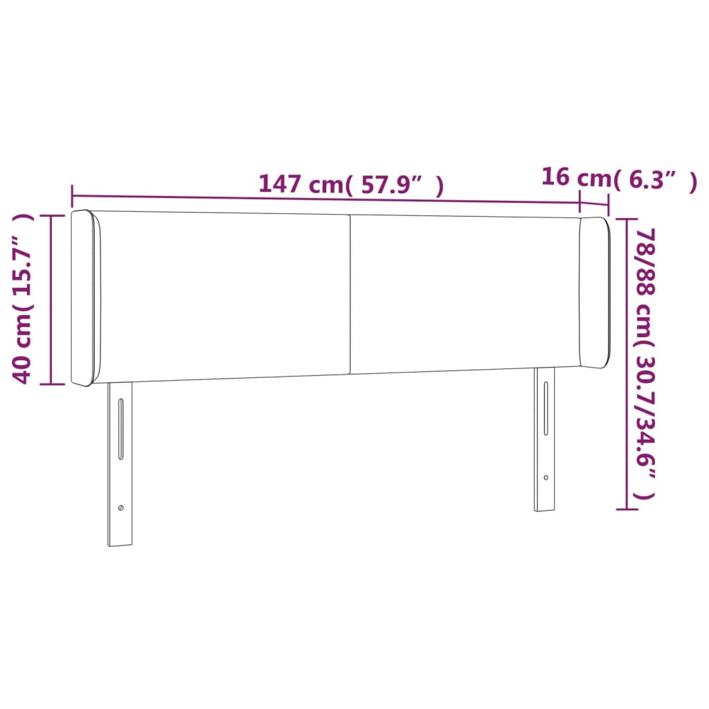 Hoofdbord met randen 147x16x78/88 cm stof lichtgrijs is nu te koop bij PeponiXL, paradijselijk wonen!