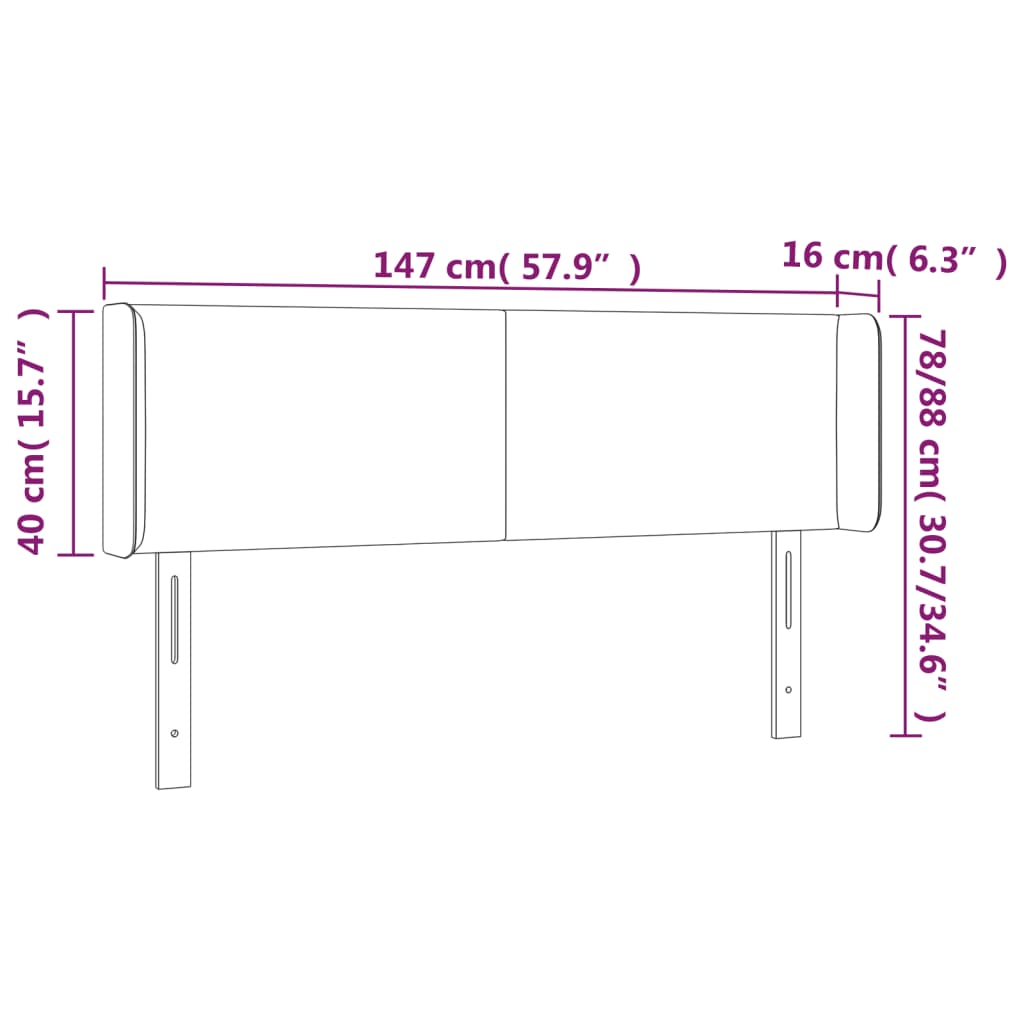 Hoofdbord met randen 147x16x78/88 cm stof taupe is nu te koop bij PeponiXL, paradijselijk wonen!