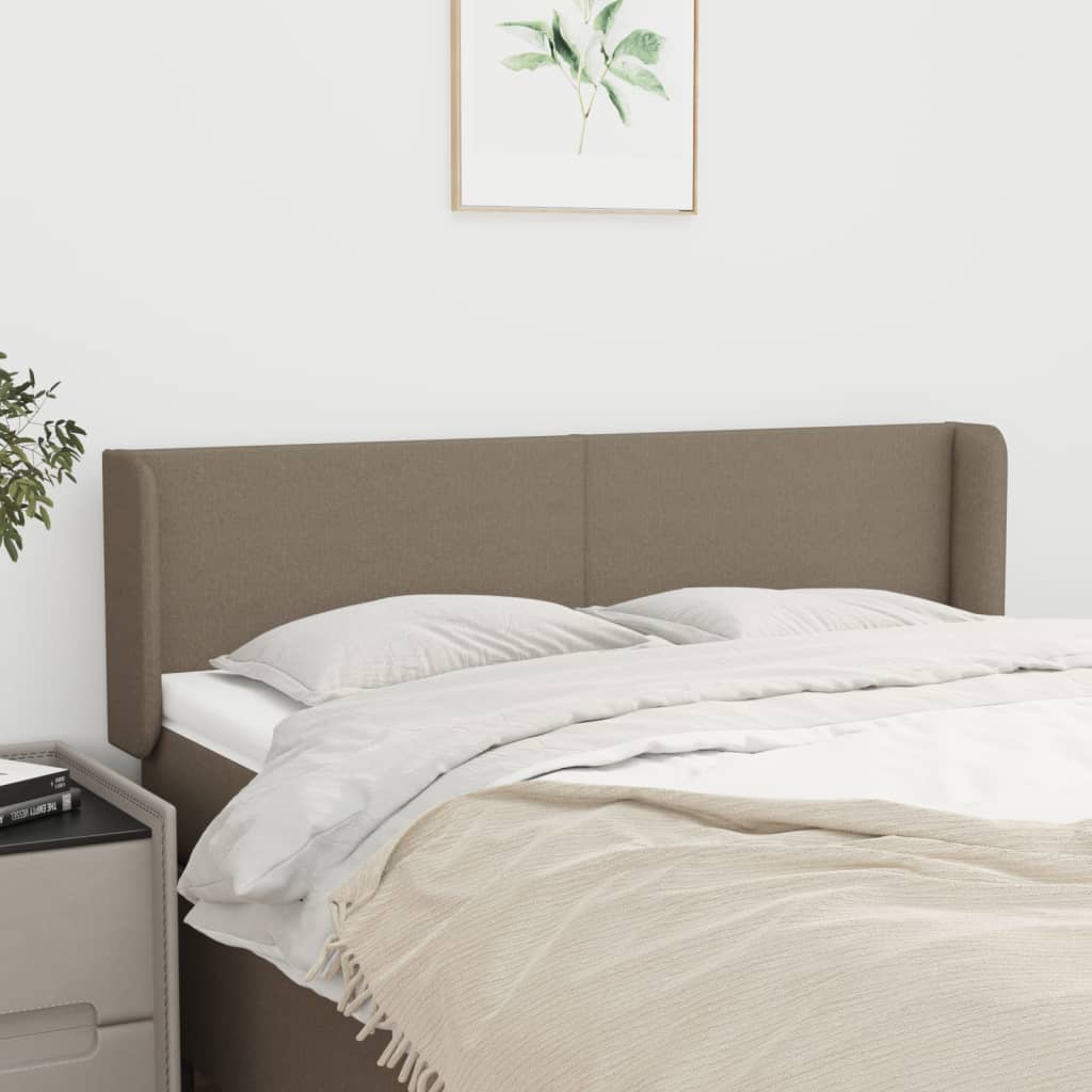 Hoofdbord met randen 147x16x78/88 cm stof taupe is nu te koop bij PeponiXL, paradijselijk wonen!