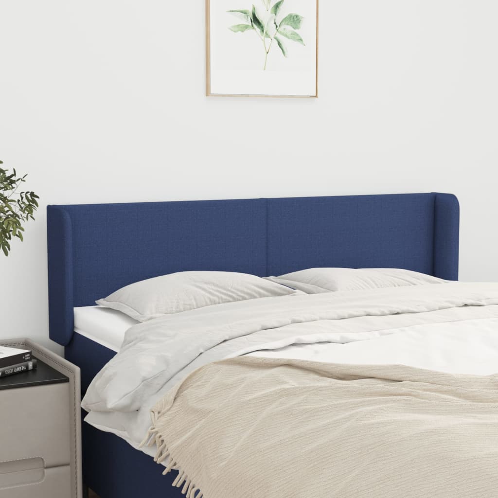 Hoofdbord met randen 147x16x78/88 cm stof blauw is nu te koop bij PeponiXL, paradijselijk wonen!