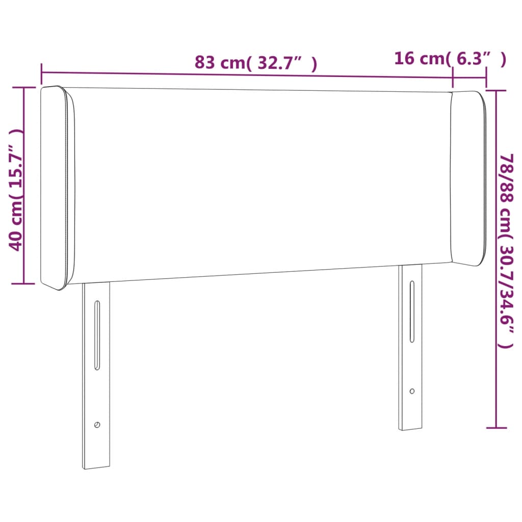 Hoofdbord met randen 83x16x78/88 cm fluweel donkergrijs is nu te koop bij PeponiXL, paradijselijk wonen!