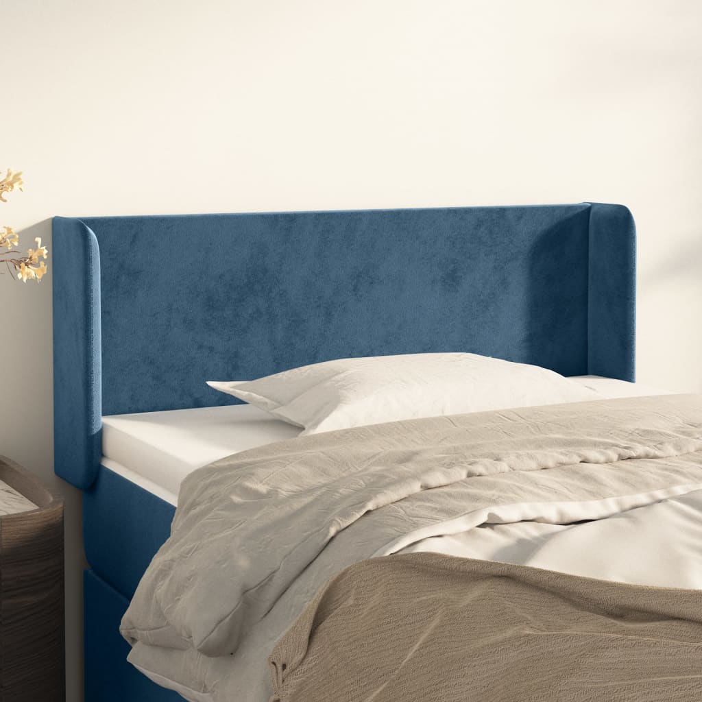 Hoofdbord met randen 103x16x78/88 cm fluweel donkerblauw is nu te koop bij PeponiXL, paradijselijk wonen!