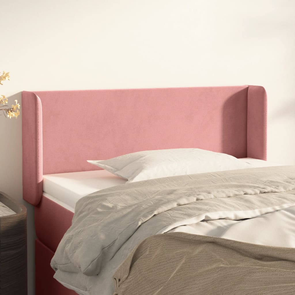 Hoofdbord met randen 103x16x78/88 cm fluweel roze is nu te koop bij PeponiXL, paradijselijk wonen!