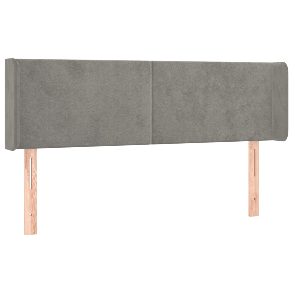 Hoofdbord met randen 147x16x78/88 cm fluweel lichtgrijs is nu te koop bij PeponiXL, paradijselijk wonen!