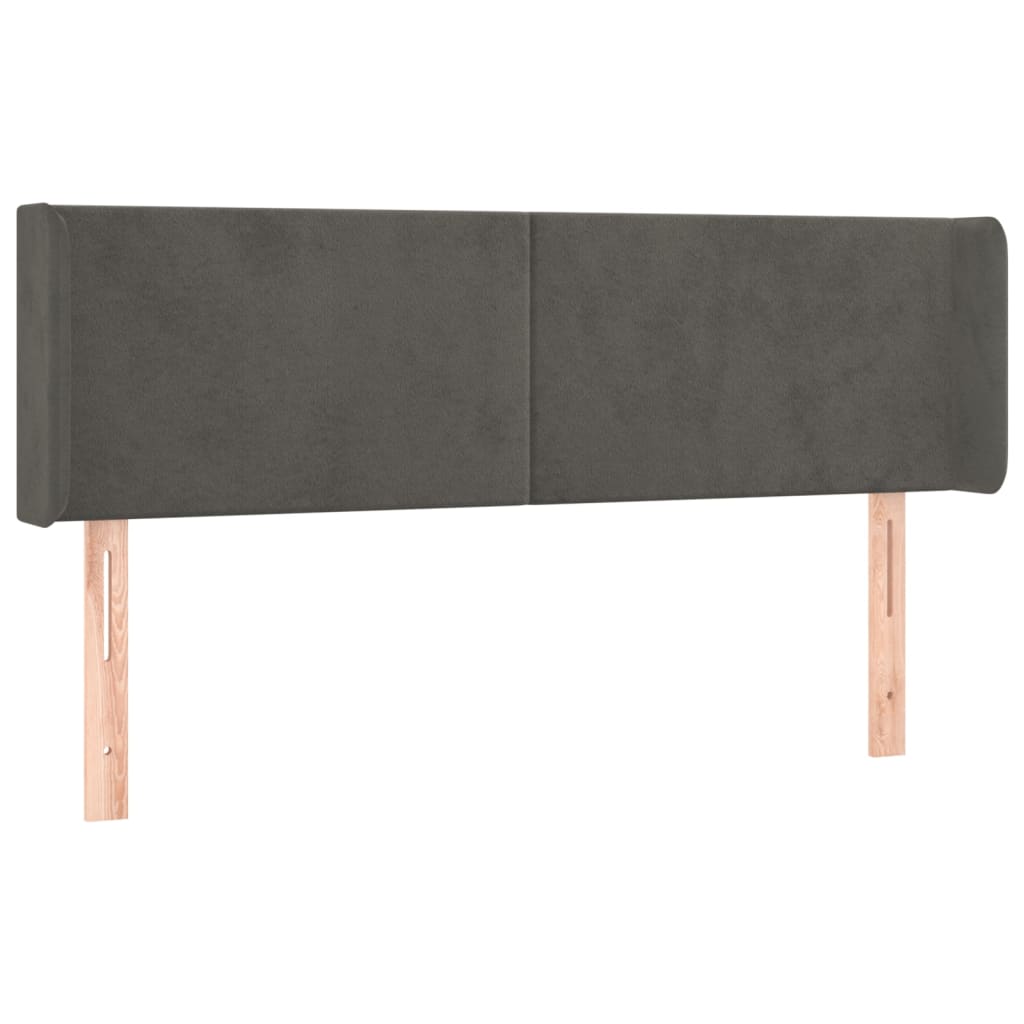 Hoofdbord met randen 147x16x78/88 cm fluweel donkergrijs is nu te koop bij PeponiXL, paradijselijk wonen!