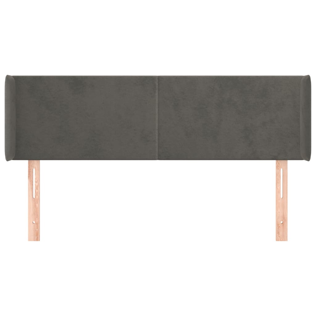 Hoofdbord met randen 147x16x78/88 cm fluweel donkergrijs is nu te koop bij PeponiXL, paradijselijk wonen!