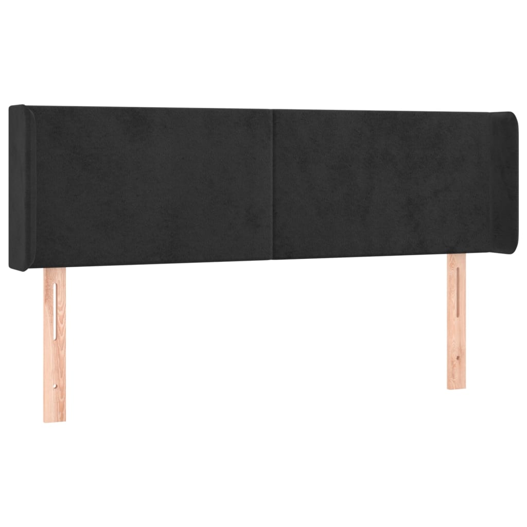Hoofdbord met randen 147x16x78/88 cm fluweel zwart is nu te koop bij PeponiXL, paradijselijk wonen!