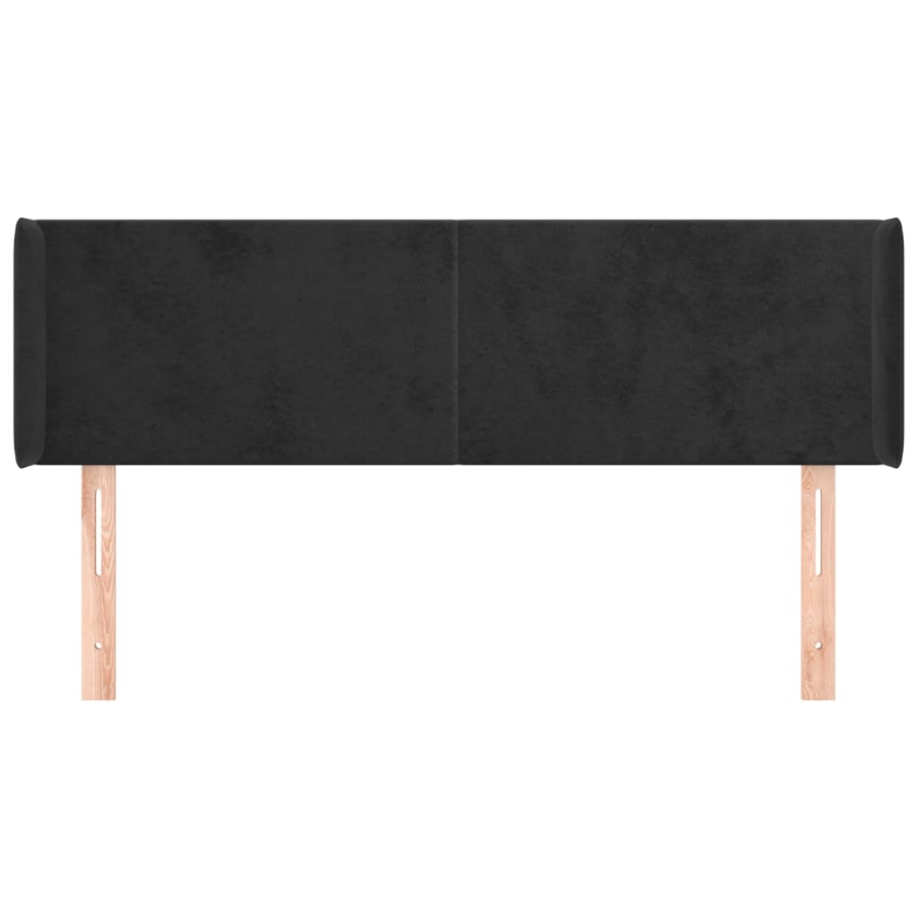 Hoofdbord met randen 147x16x78/88 cm fluweel zwart is nu te koop bij PeponiXL, paradijselijk wonen!