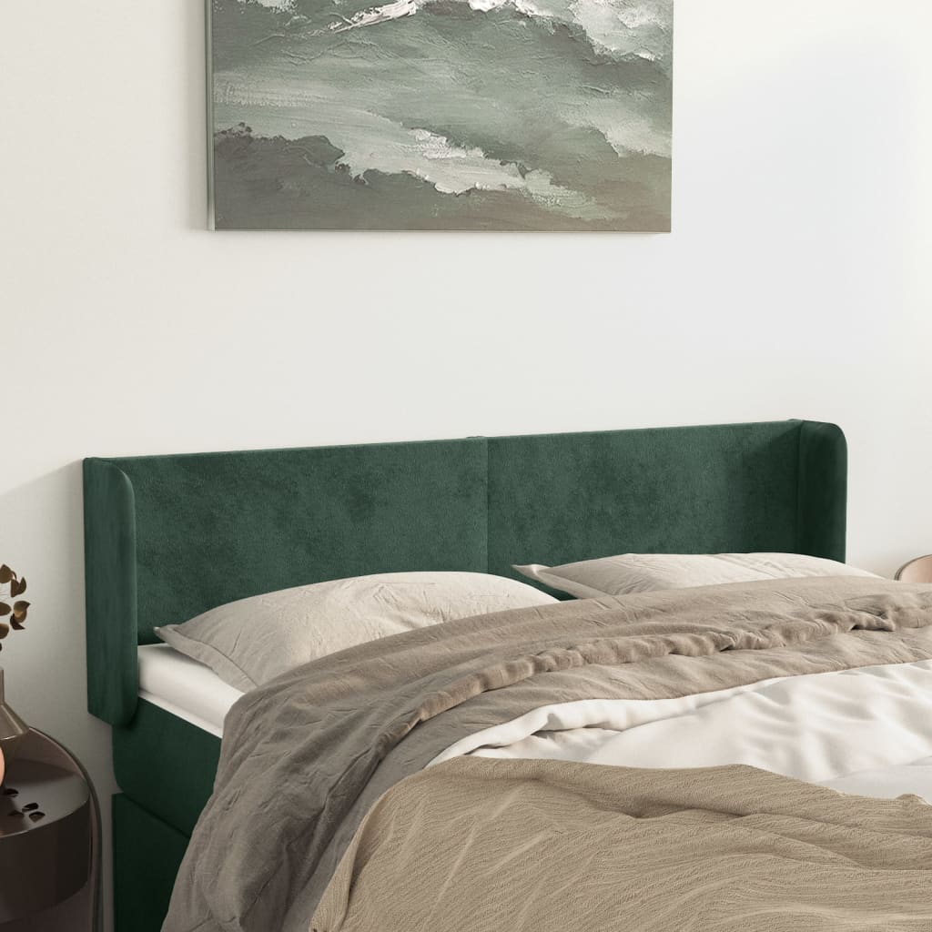 Hoofdbord met randen 147x16x78/88 cm fluweel donkergroen is nu te koop bij PeponiXL, paradijselijk wonen!