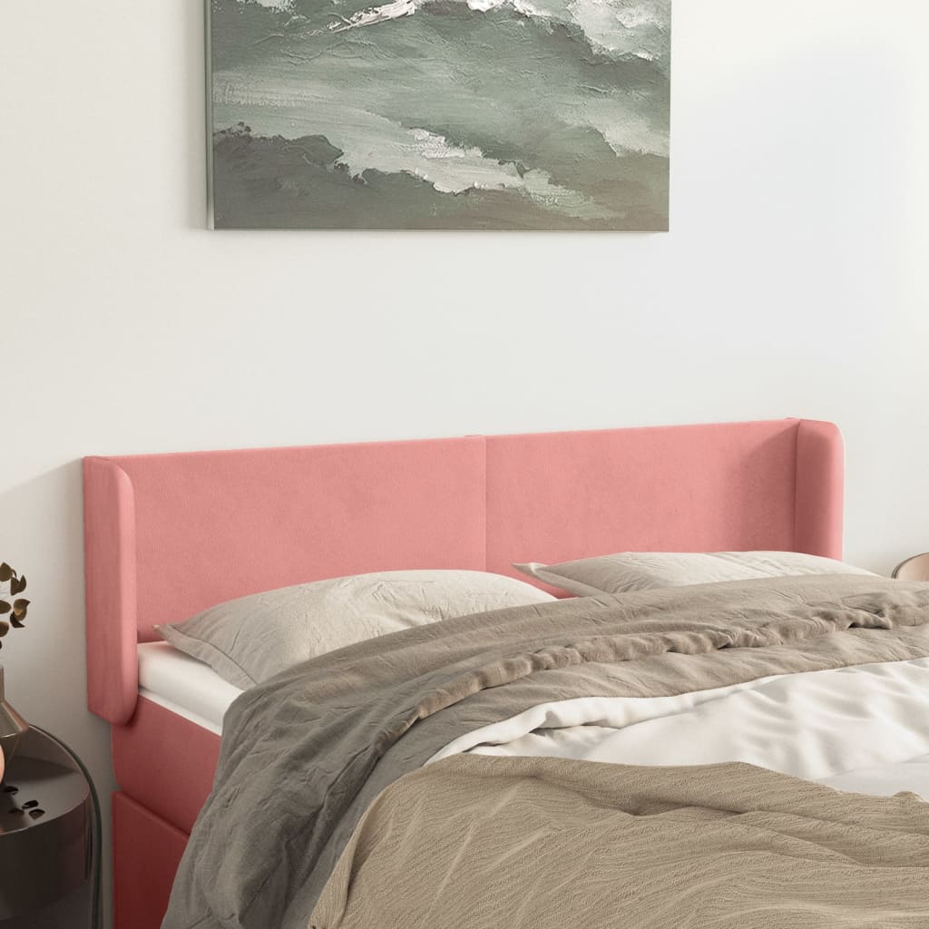 Hoofdbord met randen 147x16x78/88 cm fluweel roze is nu te koop bij PeponiXL, paradijselijk wonen!