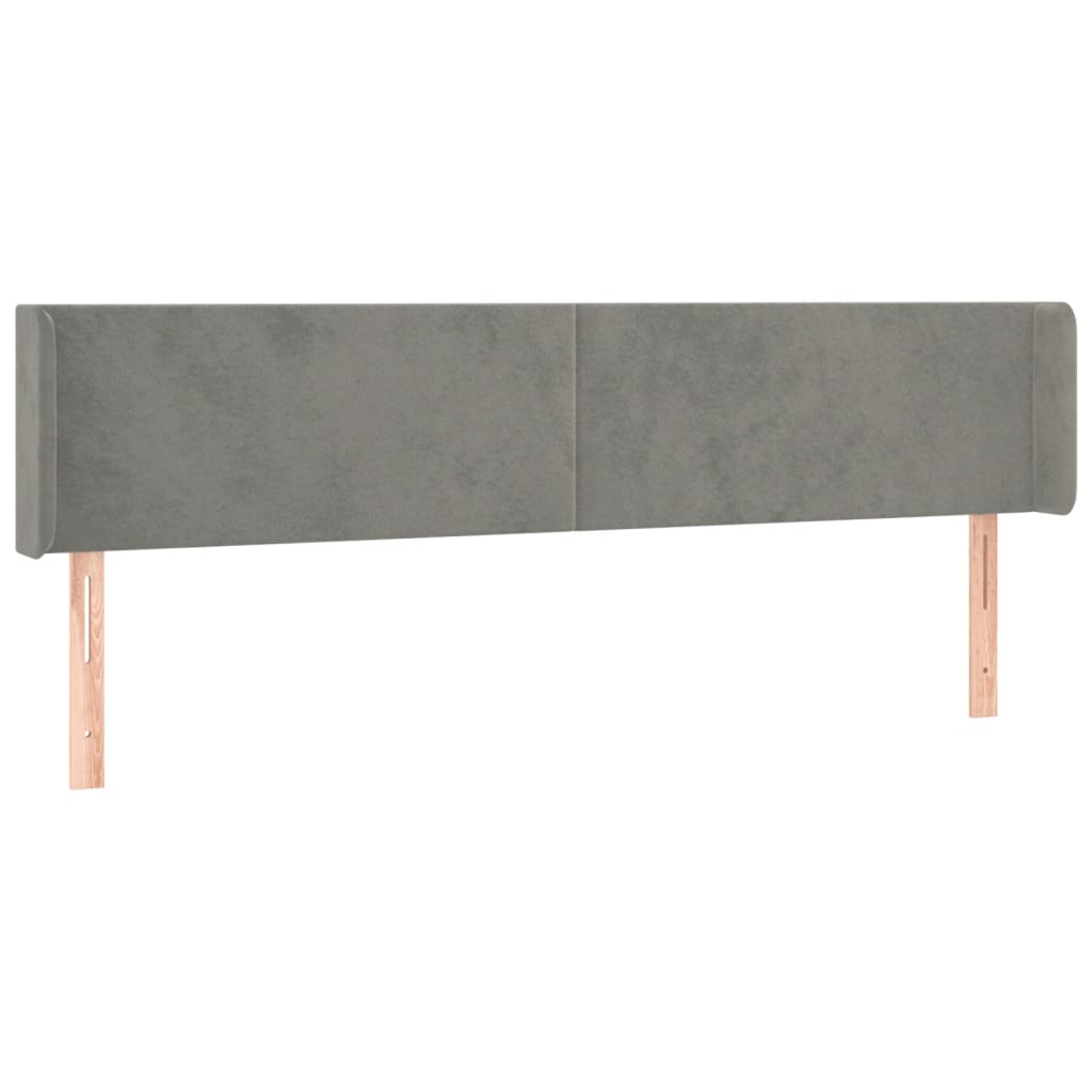 Hoofdbord met randen 163x16x78/88 cm fluweel lichtgrijs is nu te koop bij PeponiXL, paradijselijk wonen!
