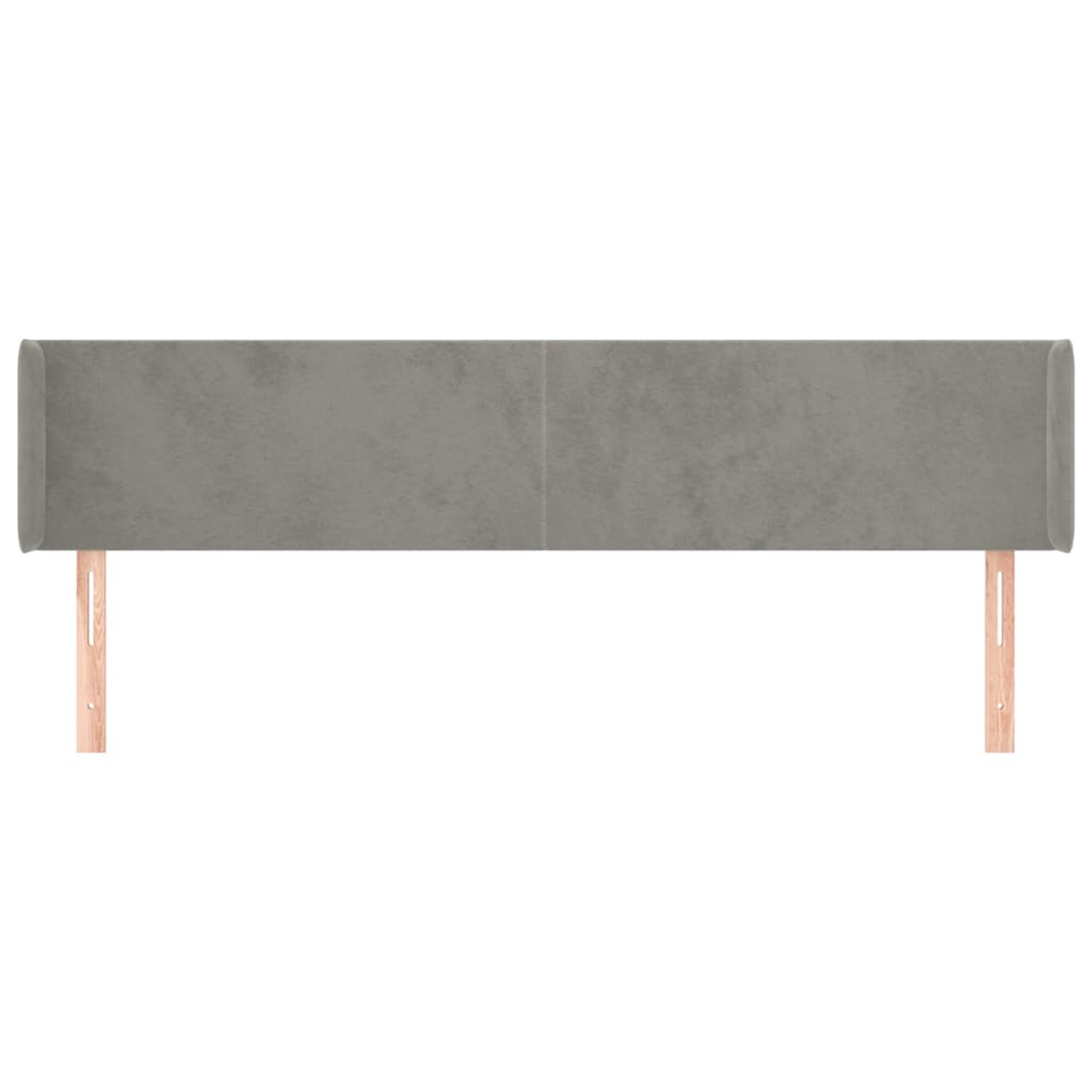 Hoofdbord met randen 163x16x78/88 cm fluweel lichtgrijs is nu te koop bij PeponiXL, paradijselijk wonen!