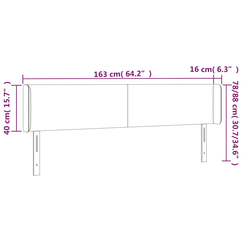 Hoofdbord met randen 163x16x78/88 cm fluweel lichtgrijs is nu te koop bij PeponiXL, paradijselijk wonen!