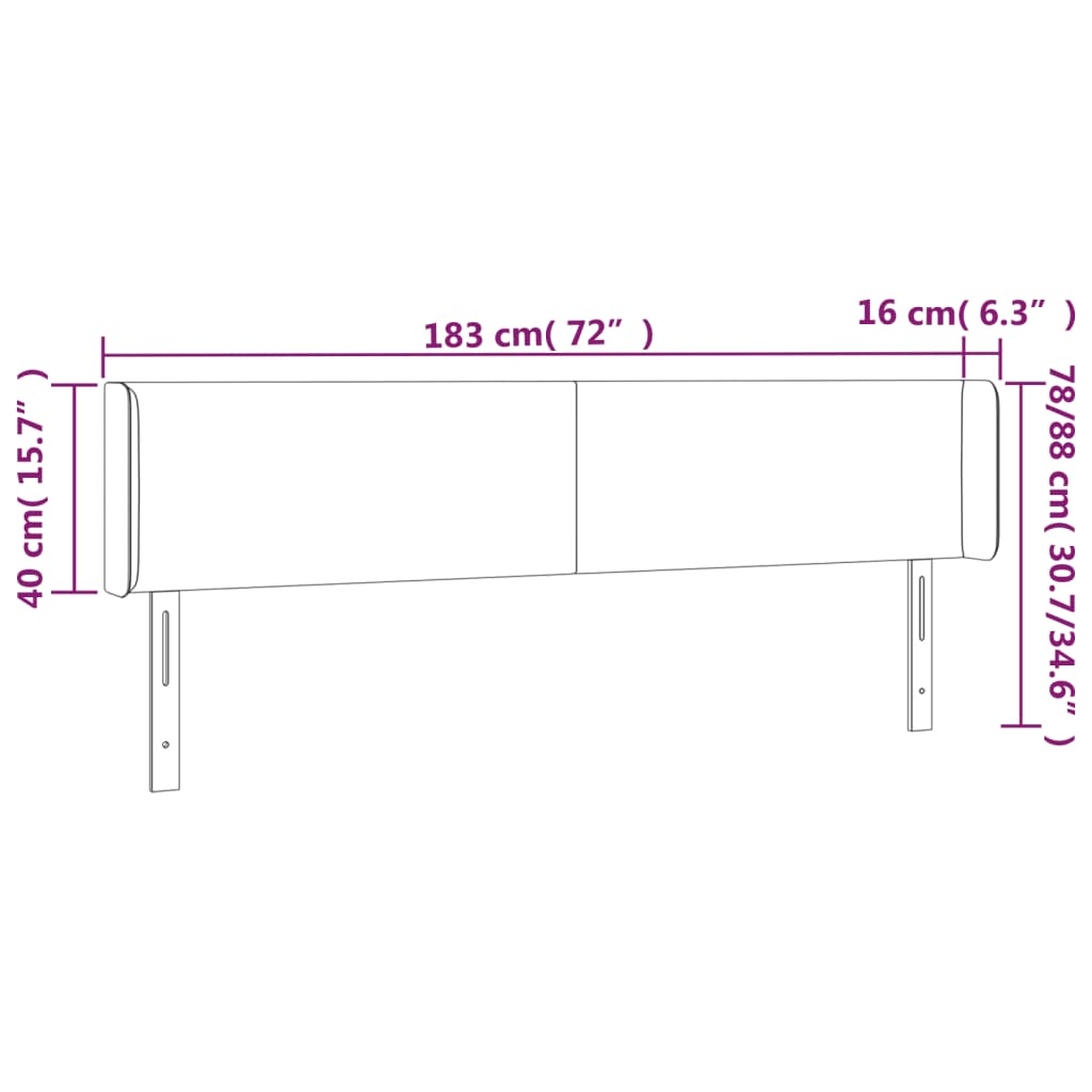 Hoofdbord met randen 183x16x78/88 cm fluweel donkergroen is nu te koop bij PeponiXL, paradijselijk wonen!