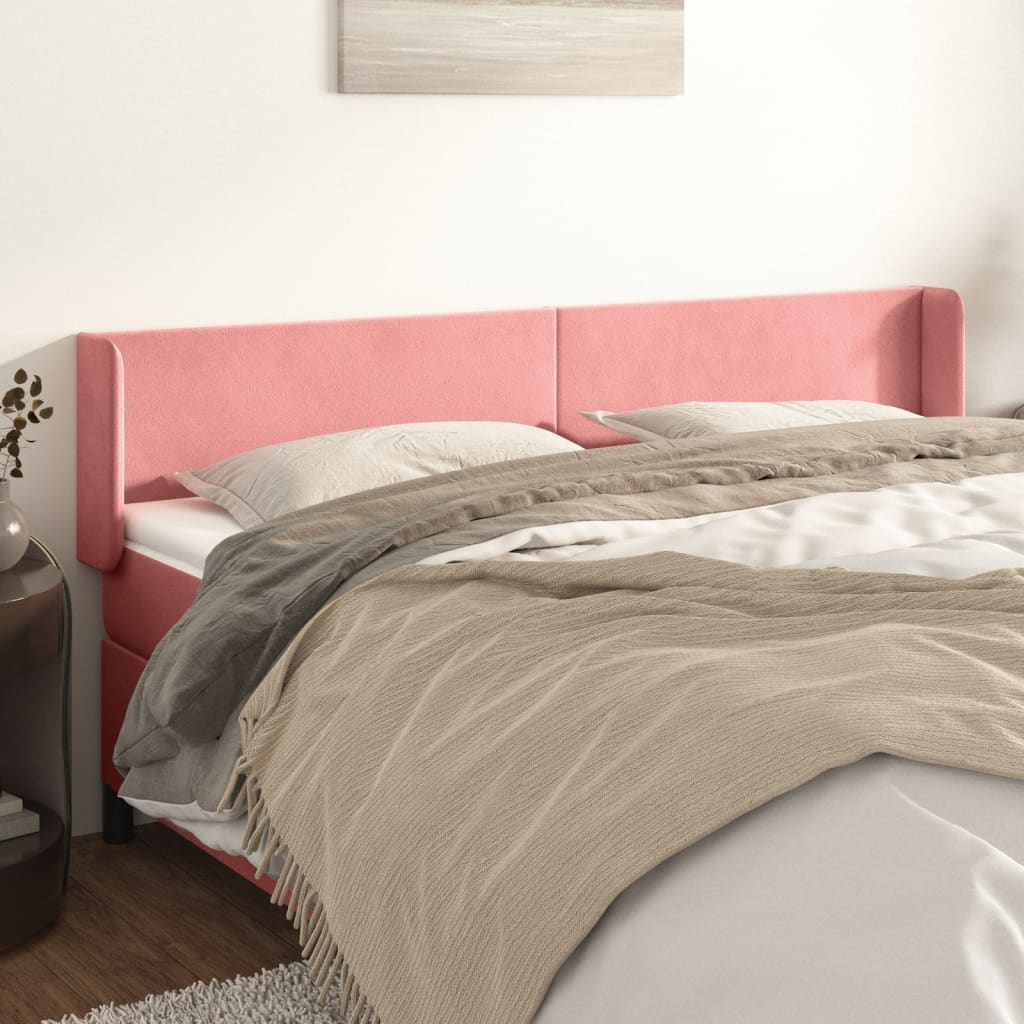 Hoofdbord met randen 183x16x78/88 cm fluweel roze is nu te koop bij PeponiXL, paradijselijk wonen!