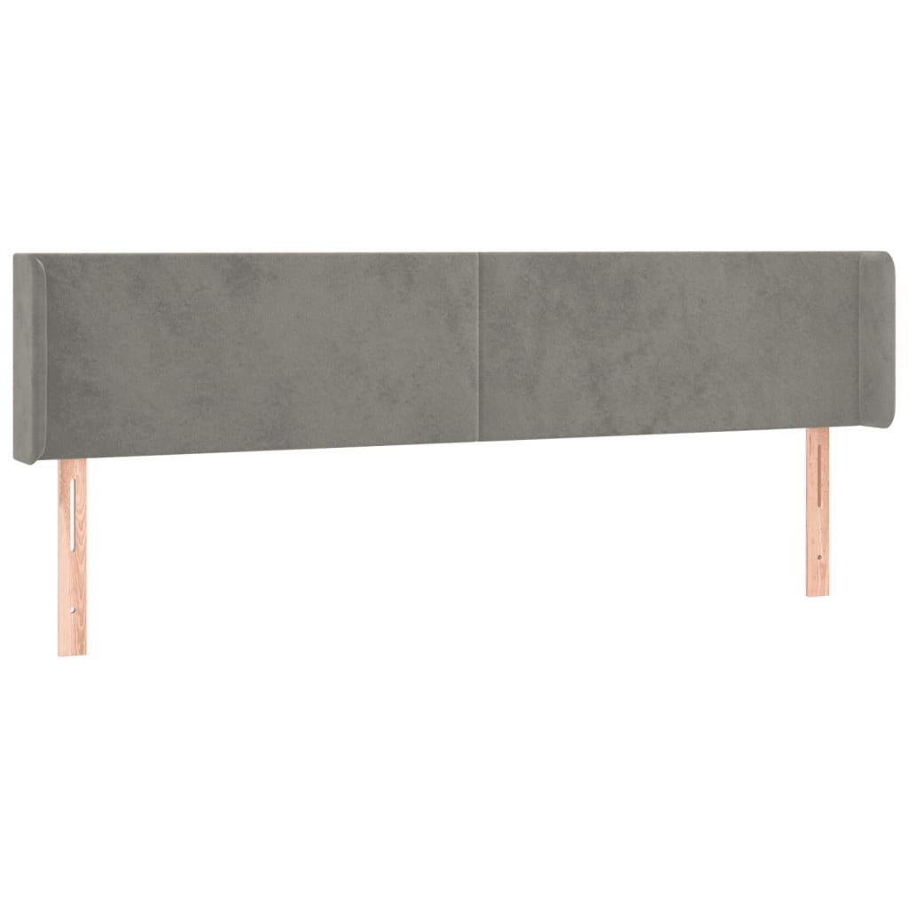 Hoofdbord met randen 203x16x78/88 cm fluweel lichtgrijs is nu te koop bij PeponiXL, paradijselijk wonen!