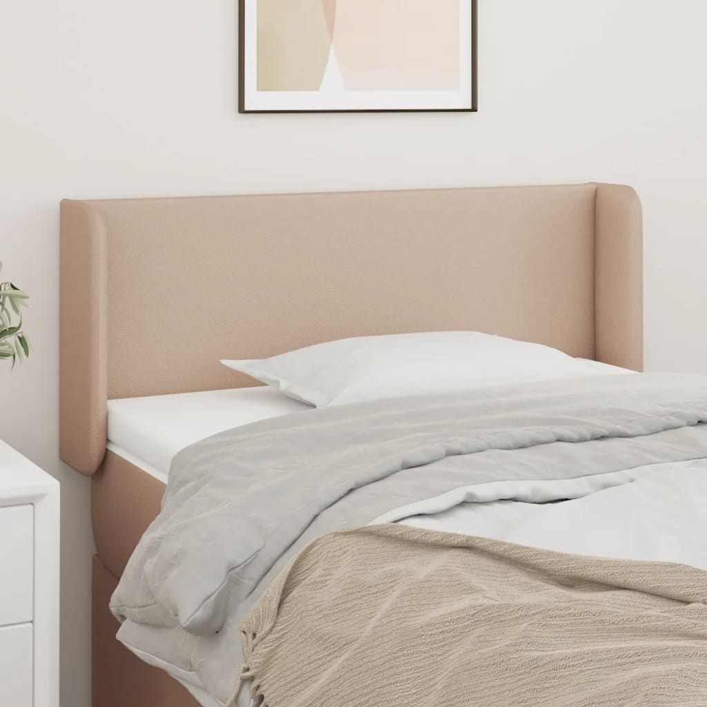 Hoofdbord met randen 83x16x78/88 cm kunstleer cappuccinokleur is nu te koop bij PeponiXL, paradijselijk wonen!