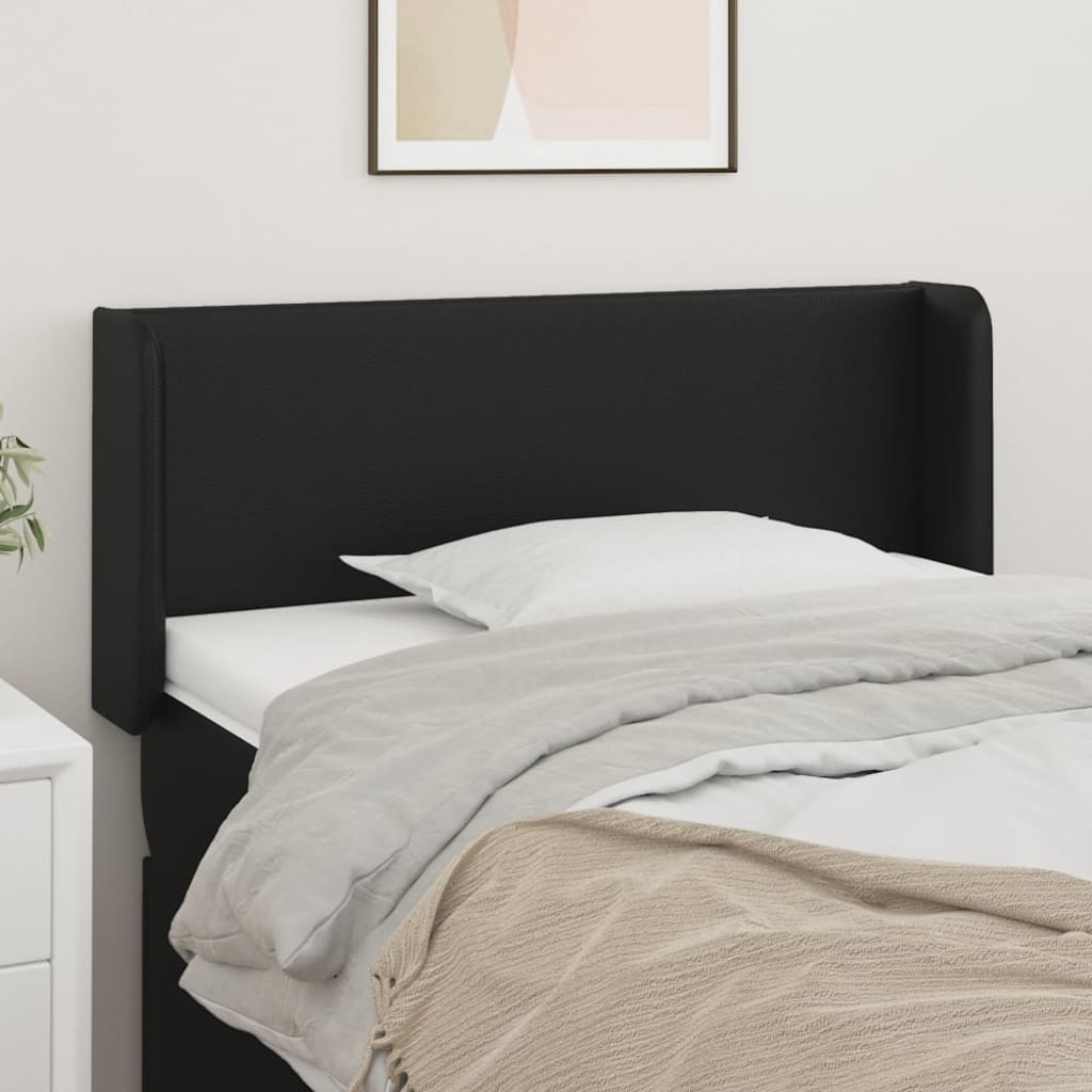 Hoofdbord met randen 93x16x78/88 cm kunstleer zwart is nu te koop bij PeponiXL, paradijselijk wonen!