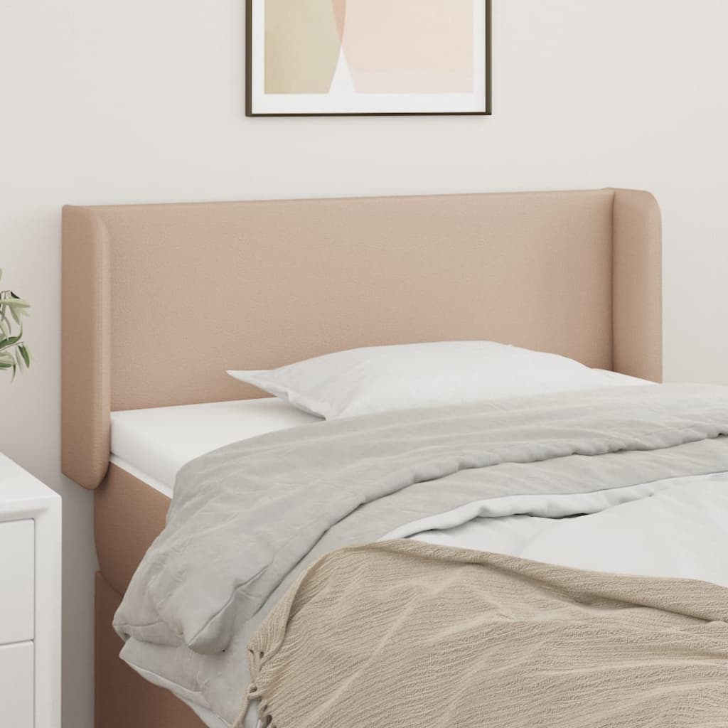 Hoofdbord met randen 103x16x78/88 cm kunstleer cappuccinokleur is nu te koop bij PeponiXL, paradijselijk wonen!