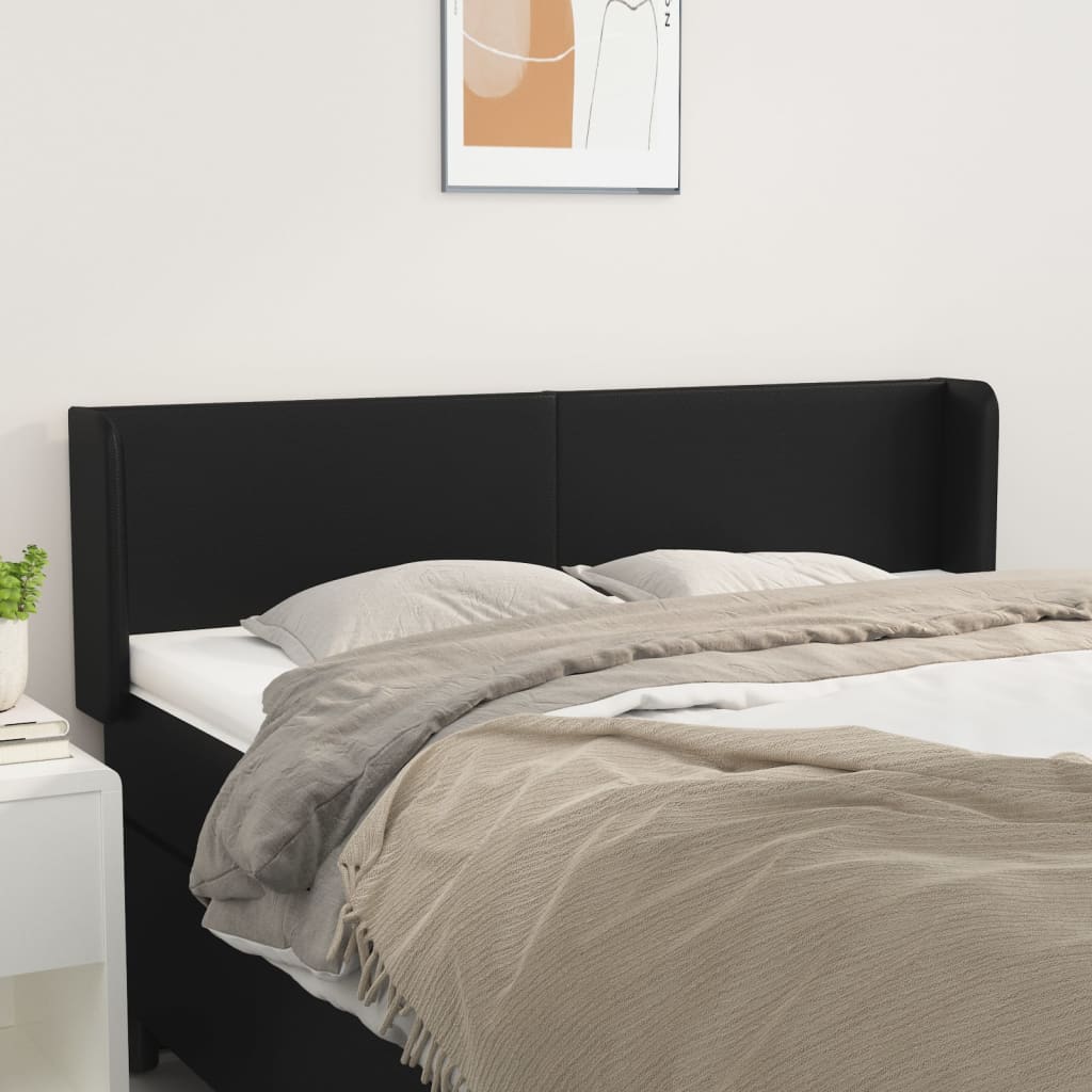 Hoofdbord met randen 147x16x78/88 cm kunstleer zwart is nu te koop bij PeponiXL, paradijselijk wonen!