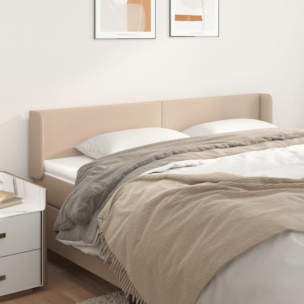 Hoofdbord met randen 183x16x78/88 cm kunstleer cappuccinokleur is nu te koop bij PeponiXL, paradijselijk wonen!