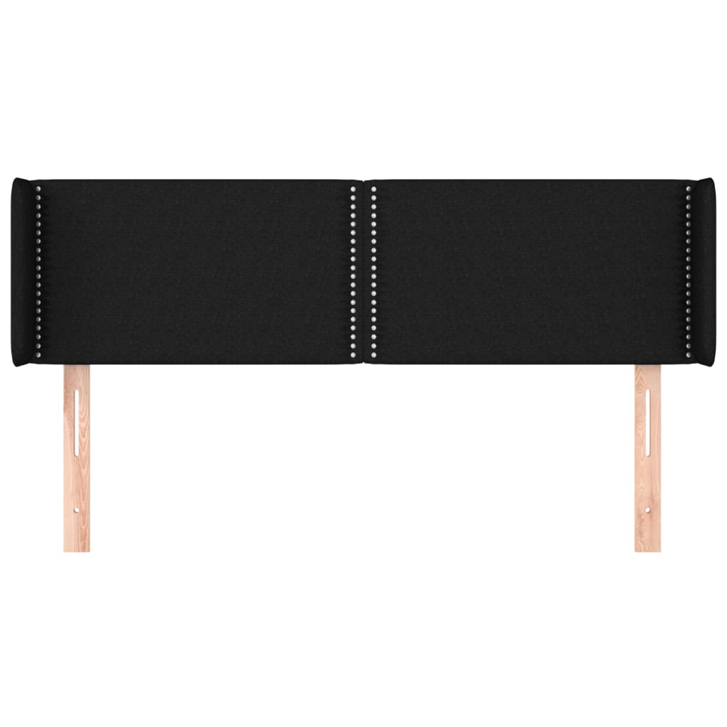 Hoofdbord met randen 147x16x78/88 cm stof zwart is nu te koop bij PeponiXL, paradijselijk wonen!