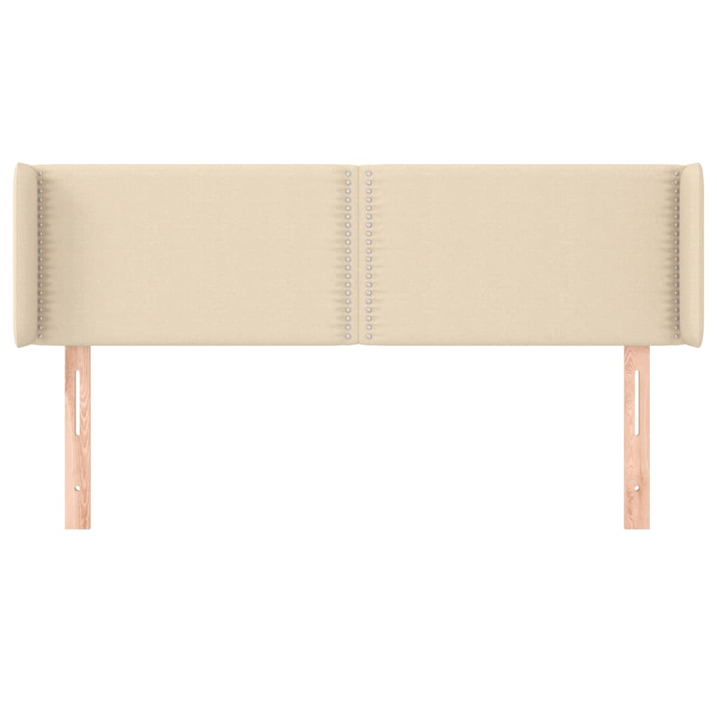 Hoofdbord met randen 147x16x78/88 cm stof crèmekleurig is nu te koop bij PeponiXL, paradijselijk wonen!