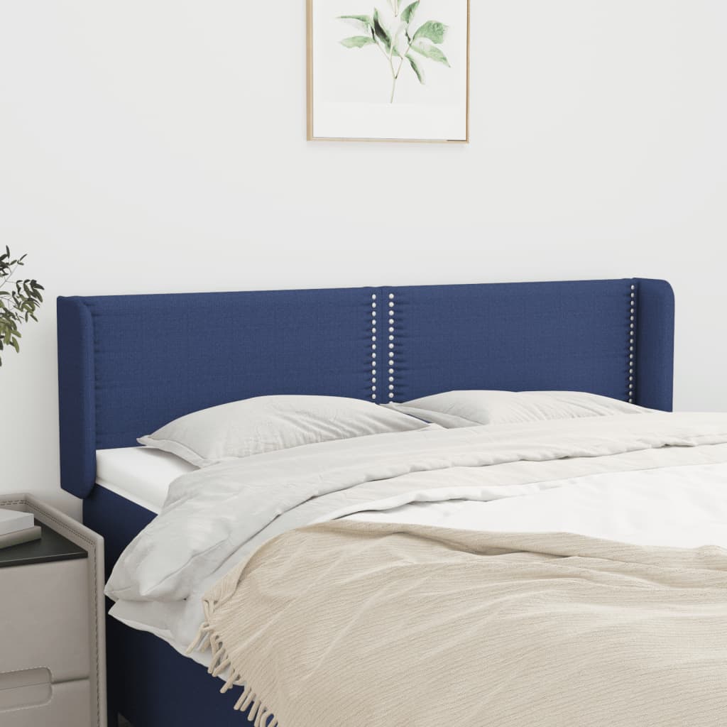 Hoofdbord met randen 147x16x78/88 cm stof blauw is nu te koop bij PeponiXL, paradijselijk wonen!
