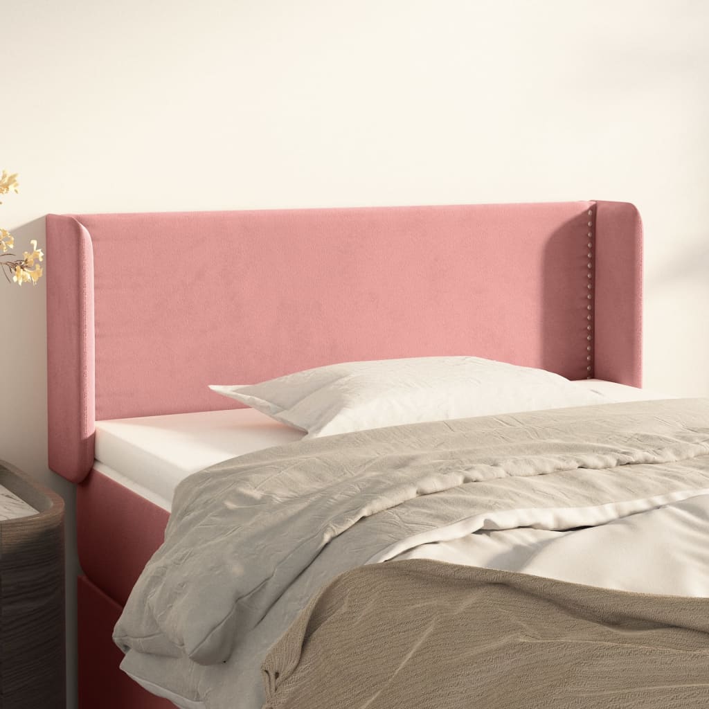 Hoofdbord met randen 103x16x78/88 cm fluweel roze is nu te koop bij PeponiXL, paradijselijk wonen!