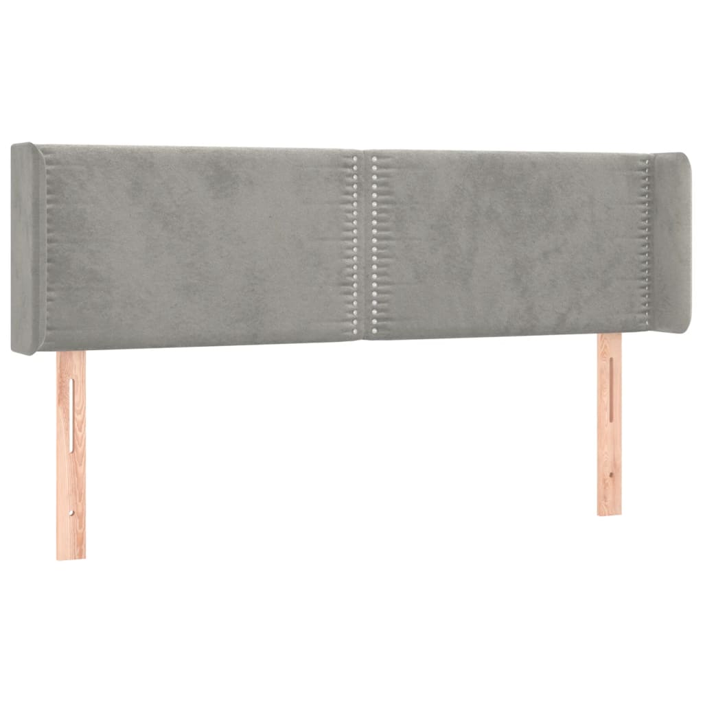 Hoofdbord met randen 147x16x78/88 cm fluweel lichtgrijs is nu te koop bij PeponiXL, paradijselijk wonen!
