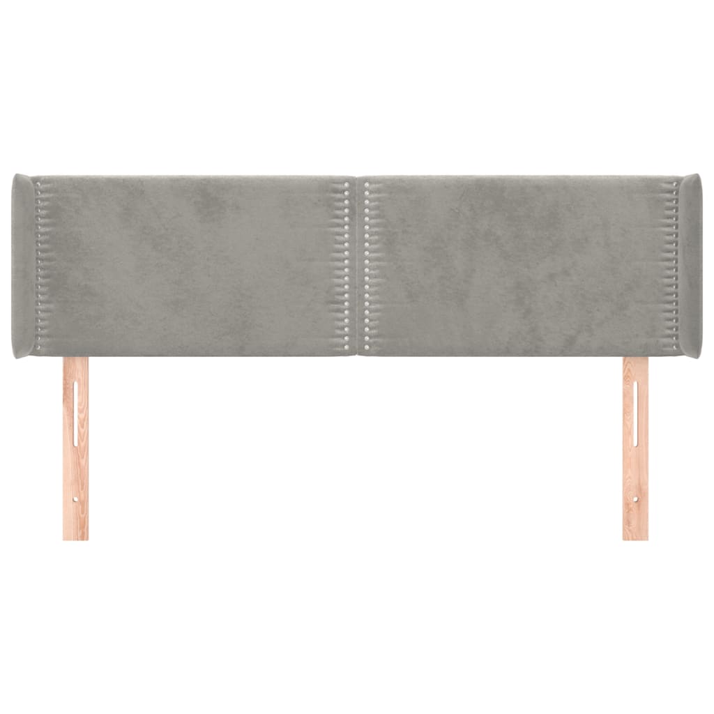 Hoofdbord met randen 147x16x78/88 cm fluweel lichtgrijs is nu te koop bij PeponiXL, paradijselijk wonen!