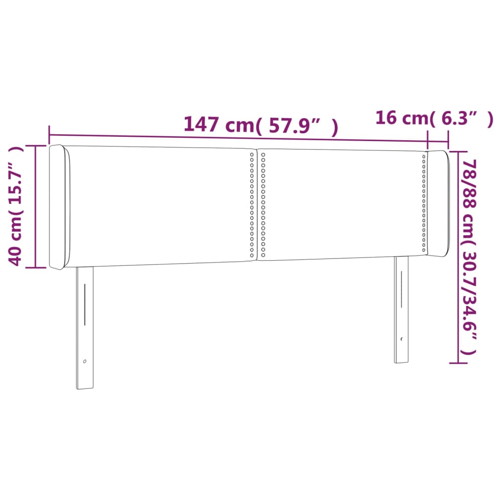 Hoofdbord met randen 147x16x78/88 cm fluweel lichtgrijs is nu te koop bij PeponiXL, paradijselijk wonen!