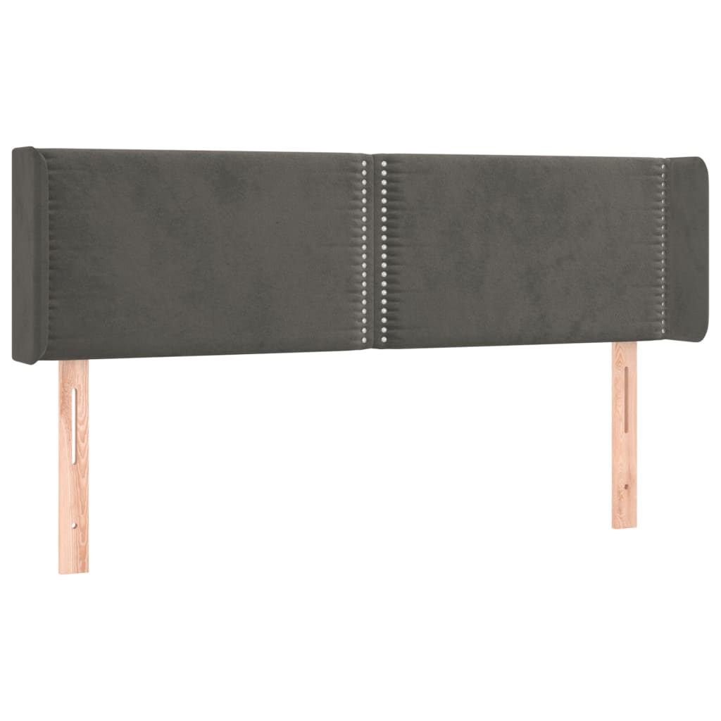 Hoofdbord met randen 147x16x78/88 cm fluweel donkergrijs is nu te koop bij PeponiXL, paradijselijk wonen!