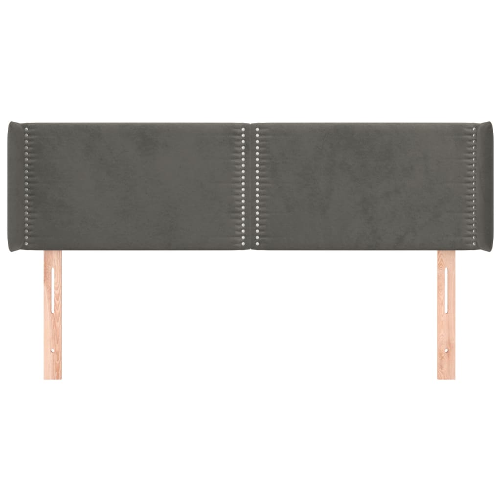 Hoofdbord met randen 147x16x78/88 cm fluweel donkergrijs is nu te koop bij PeponiXL, paradijselijk wonen!