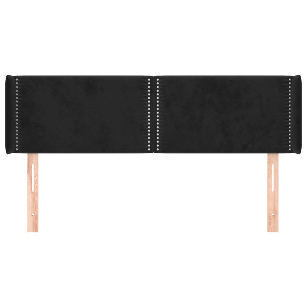 Hoofdbord met randen 147x16x78/88 cm fluweel zwart is nu te koop bij PeponiXL, paradijselijk wonen!