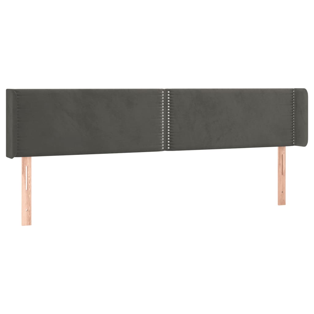 Hoofdbord met randen 163x16x78/88 cm fluweel donkergrijs is nu te koop bij PeponiXL, paradijselijk wonen!