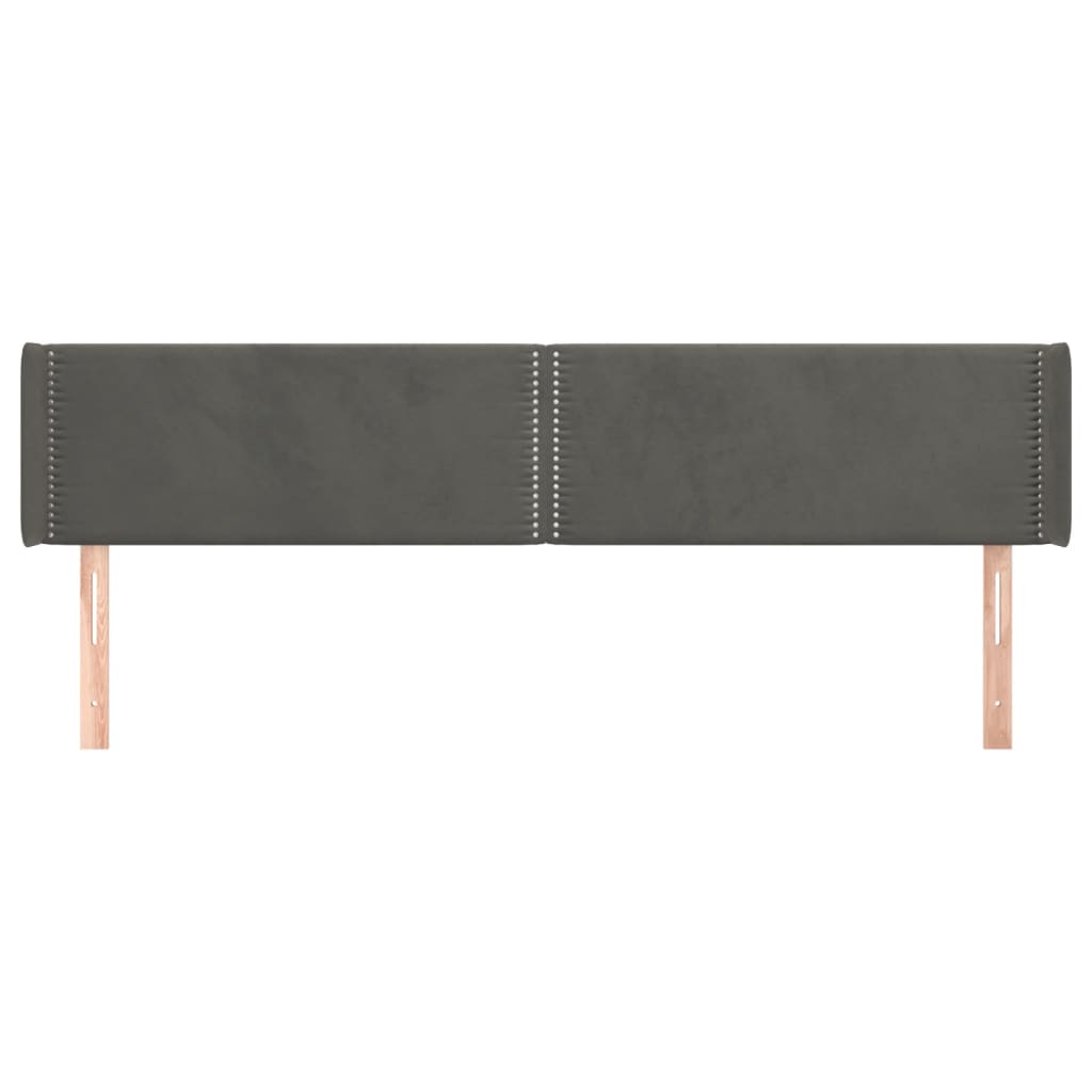 Hoofdbord met randen 163x16x78/88 cm fluweel donkergrijs is nu te koop bij PeponiXL, paradijselijk wonen!