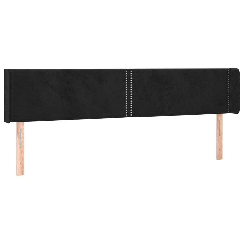 Hoofdbord met randen 163x16x78/88 cm fluweel zwart is nu te koop bij PeponiXL, paradijselijk wonen!