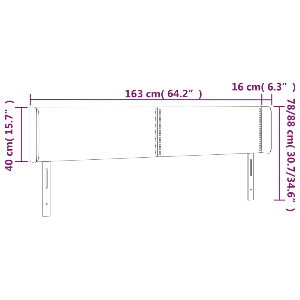 Hoofdbord met randen 163x16x78/88 cm fluweel roze is nu te koop bij PeponiXL, paradijselijk wonen!